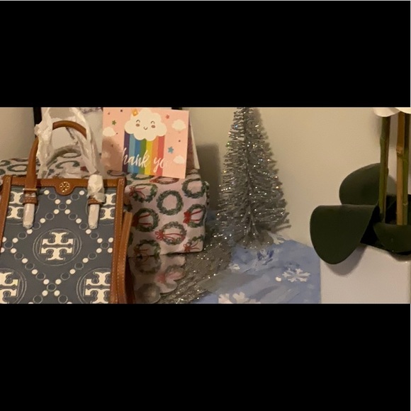 Tori Burch T Monogram Denim Mini Tote - Picture 16 of 16